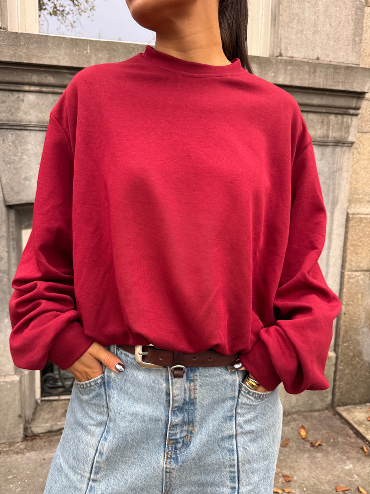 Oversized Draped Sweater Burgundy