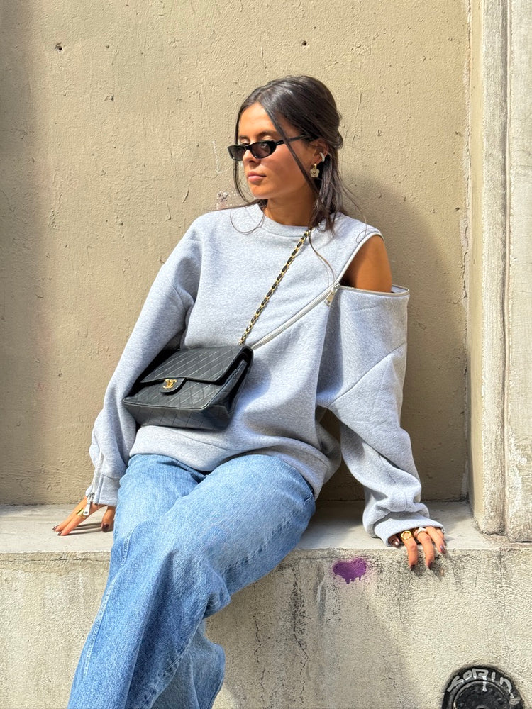 Sweater With Zippers Grey