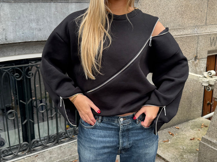 Sweater With Zipper Black