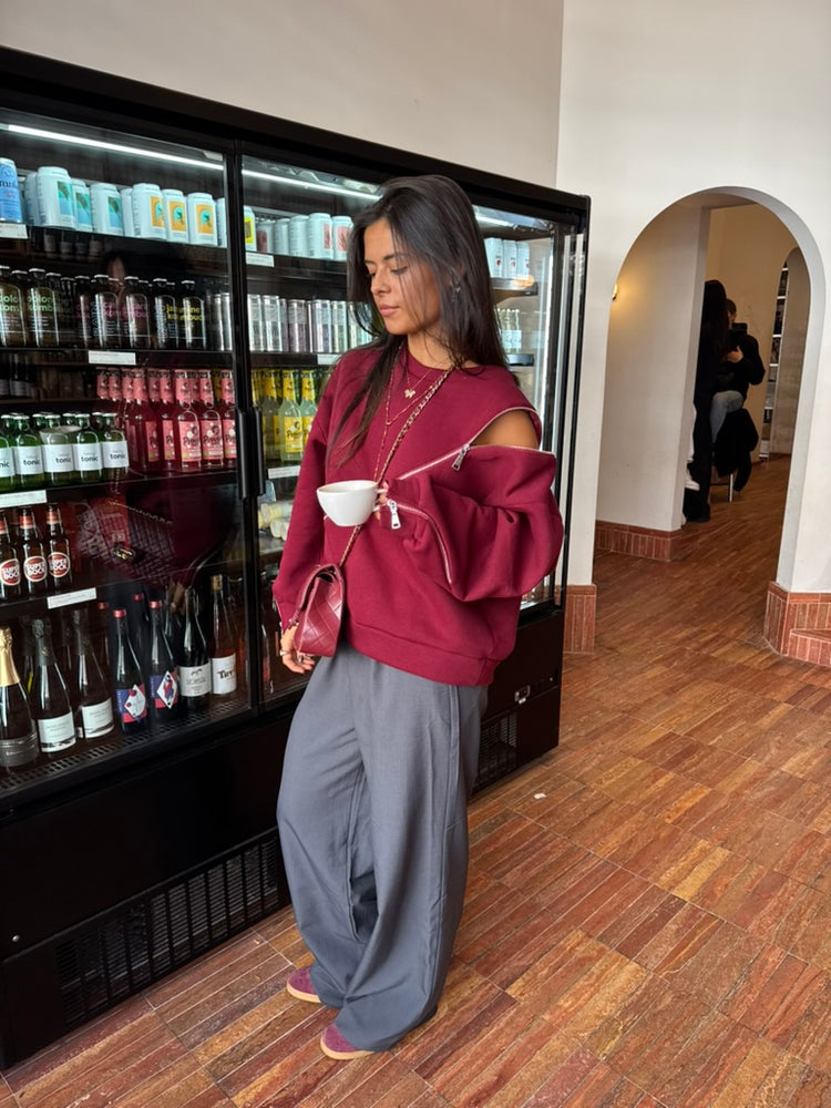 Sweater With Zippers Burgundy