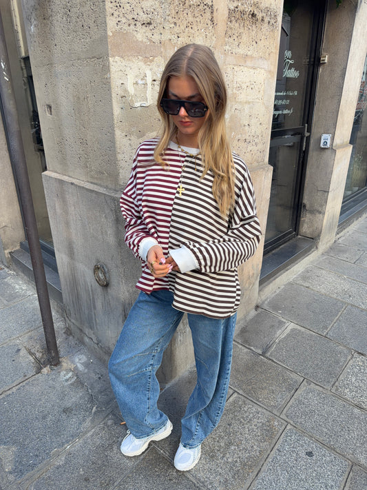 Half striped longsleeve bordeaux