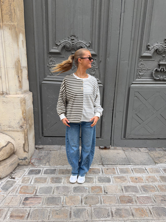 Half striped longsleeve green