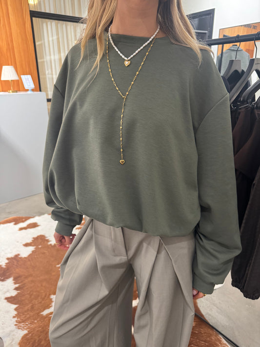 Draped Sweater Olive Green