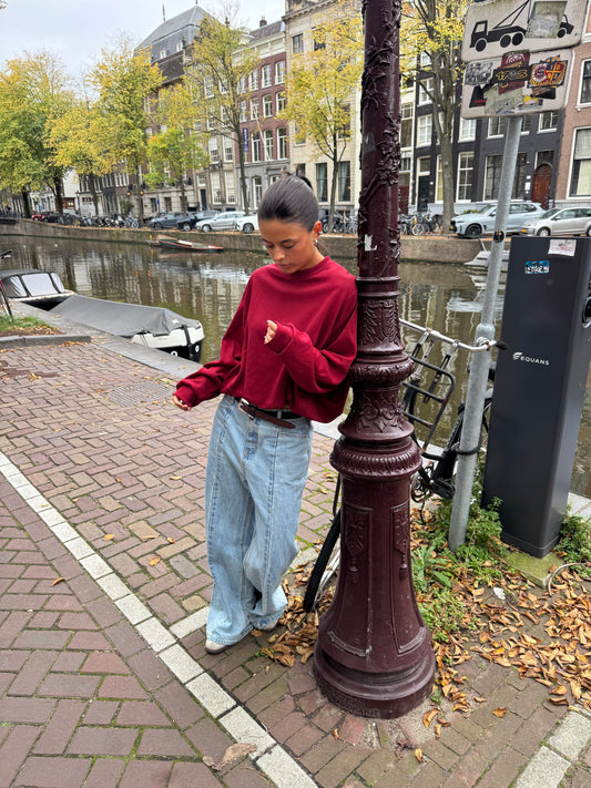 Oversized Draped Sweater Burgundy