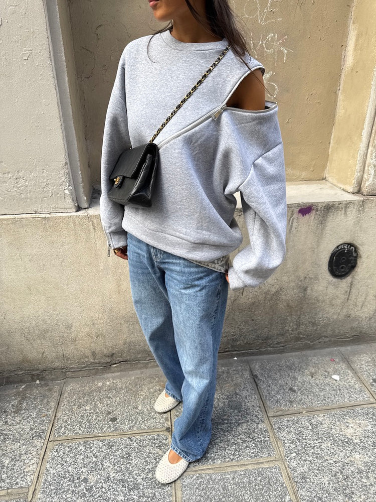 Sweater With Zippers Grey