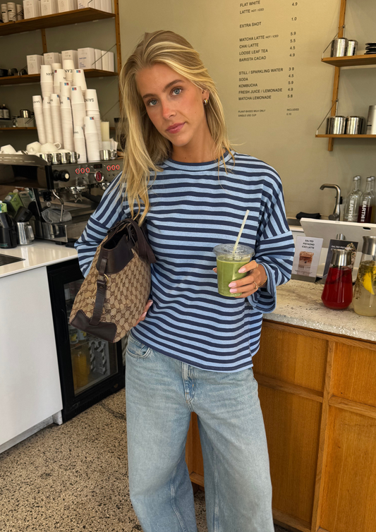 Navy Striped Longsleeve Tee
