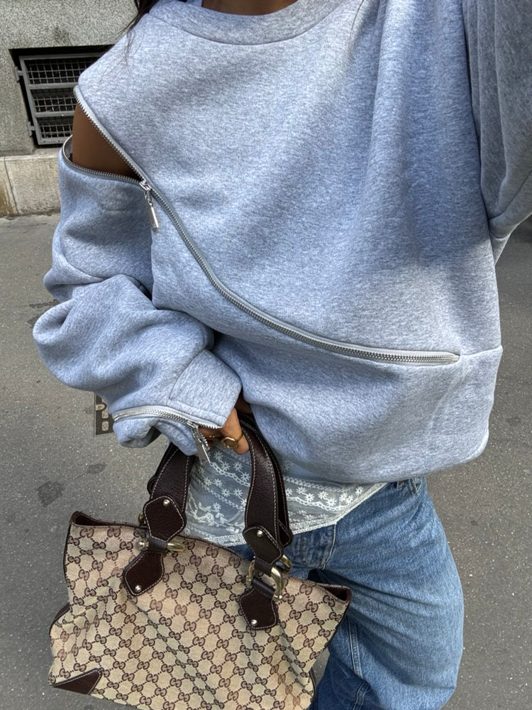 Sweater With Zippers Grey