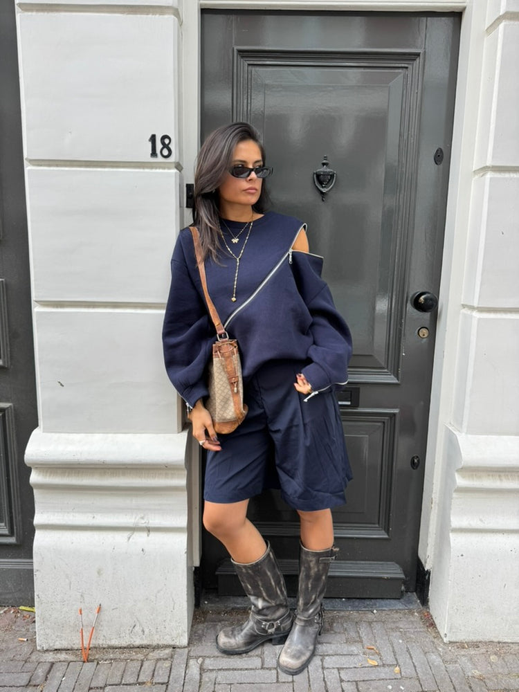 Sweater With Zippers Navy