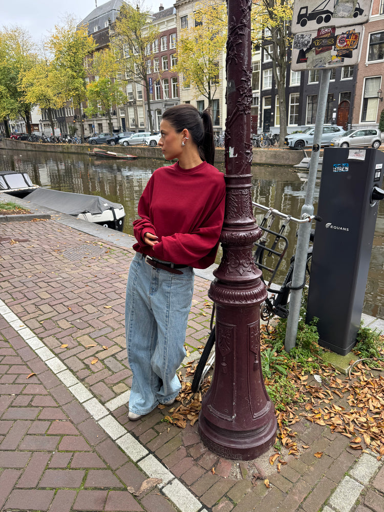 Oversized Draped Sweater Burgundy