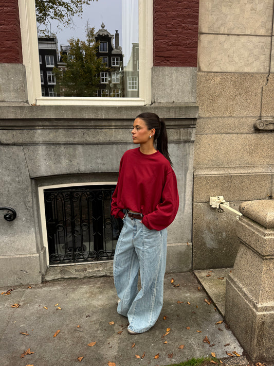 Oversized Draped Sweater Burgundy