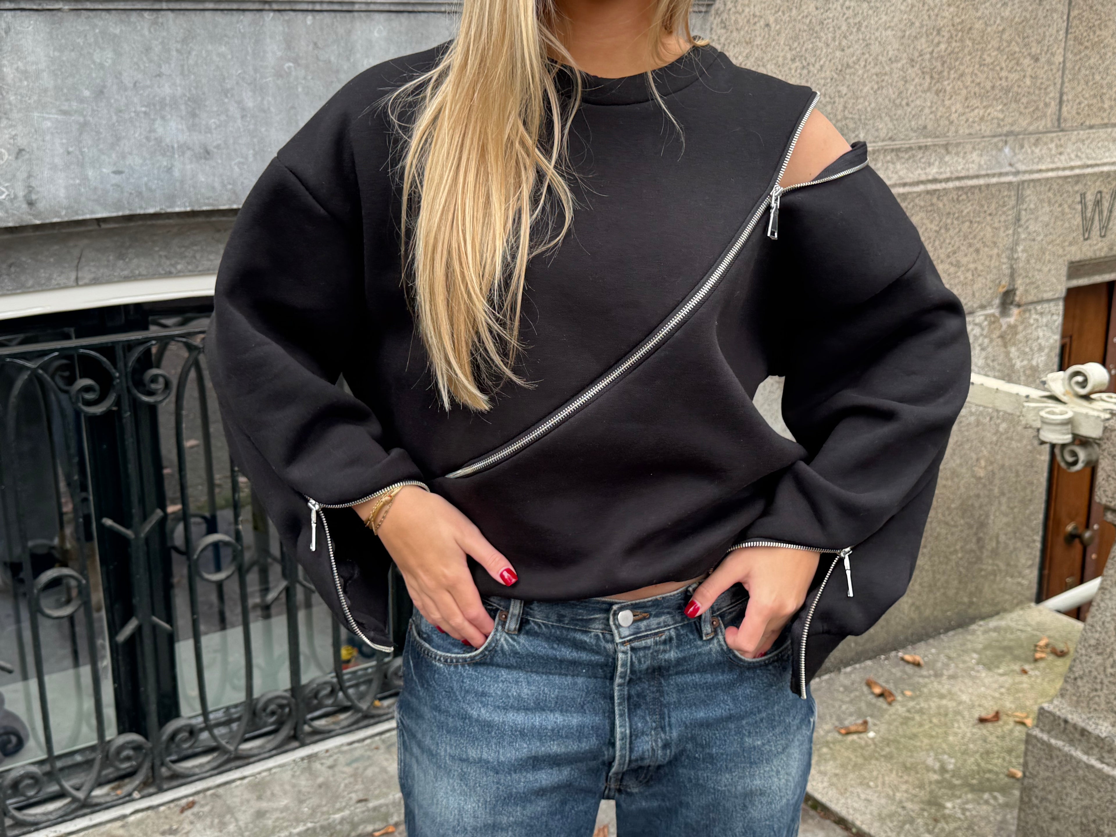 Sweater With Zipper Black