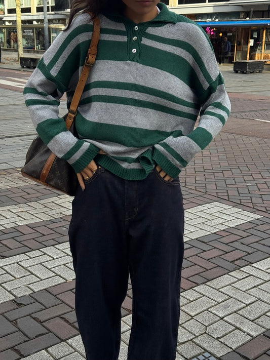 Knitted Polo Green Grey