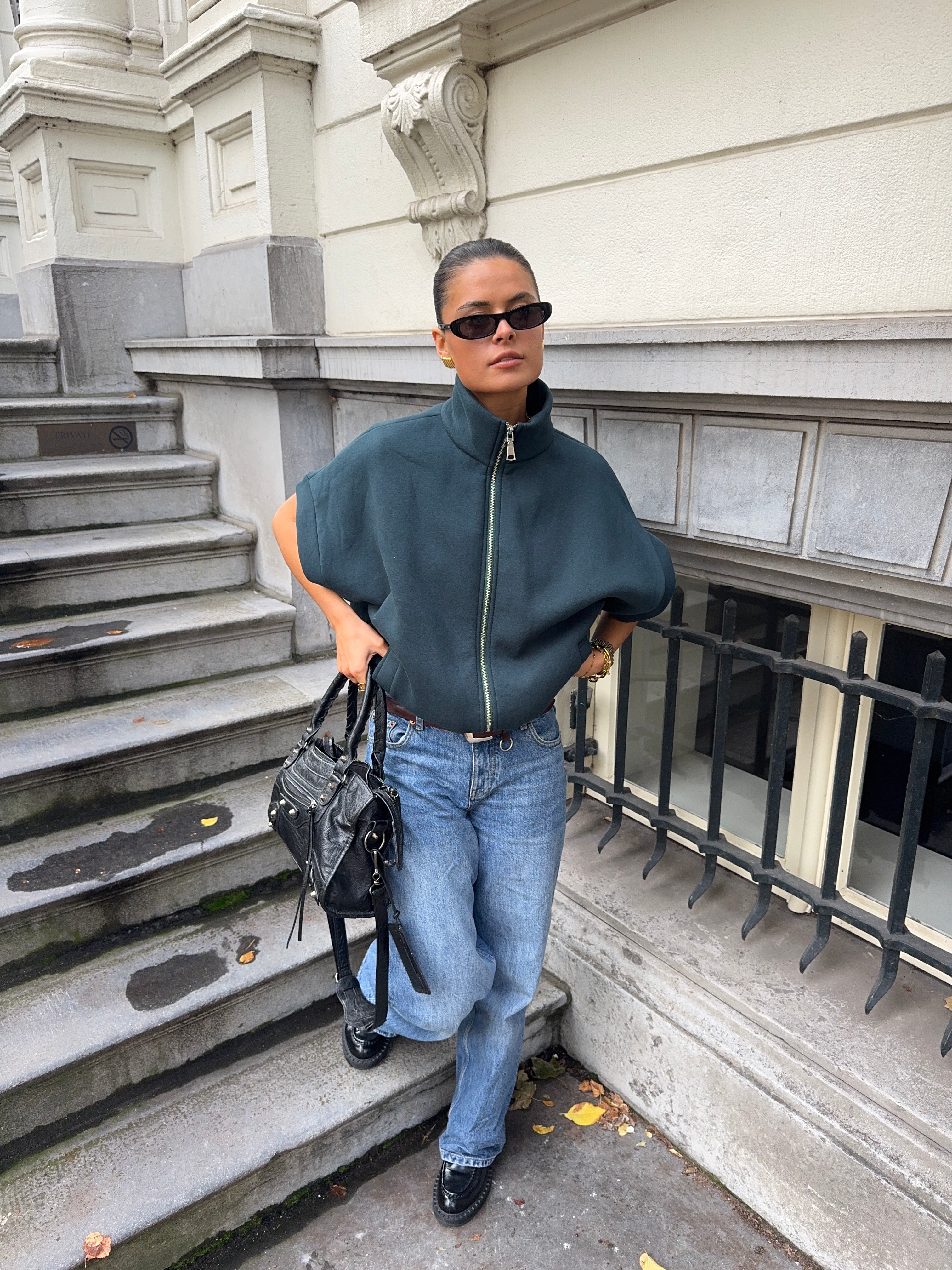 Zipper Vest Dark Green