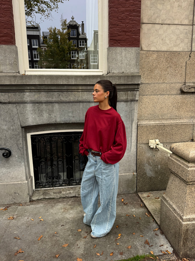 Oversized Draped Sweater Burgundy