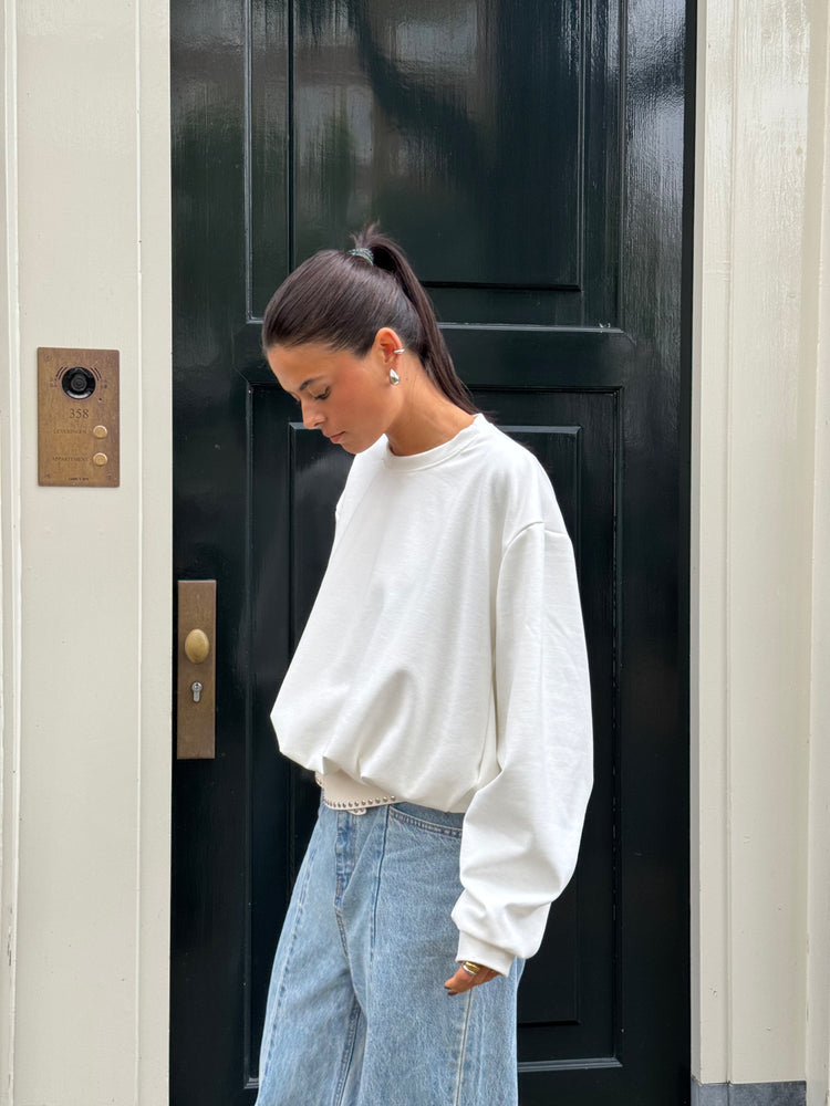 Oversized Draped Sweater White