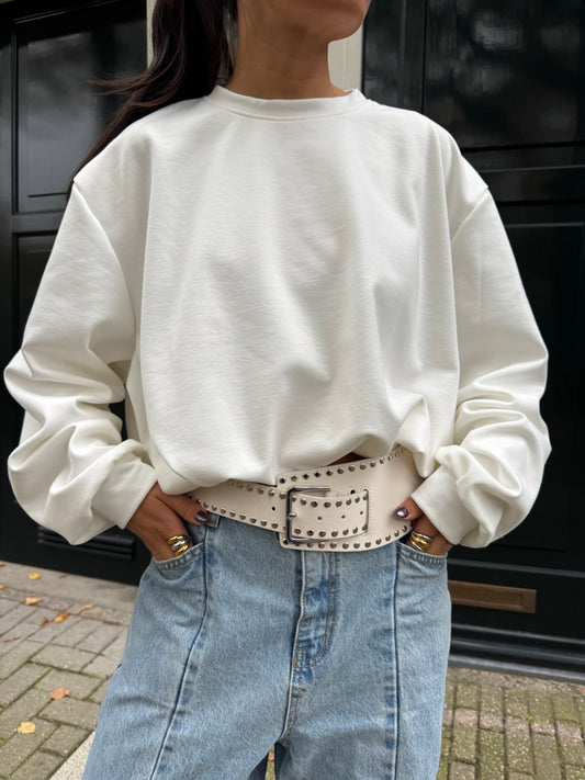 Oversized Draped Sweater White