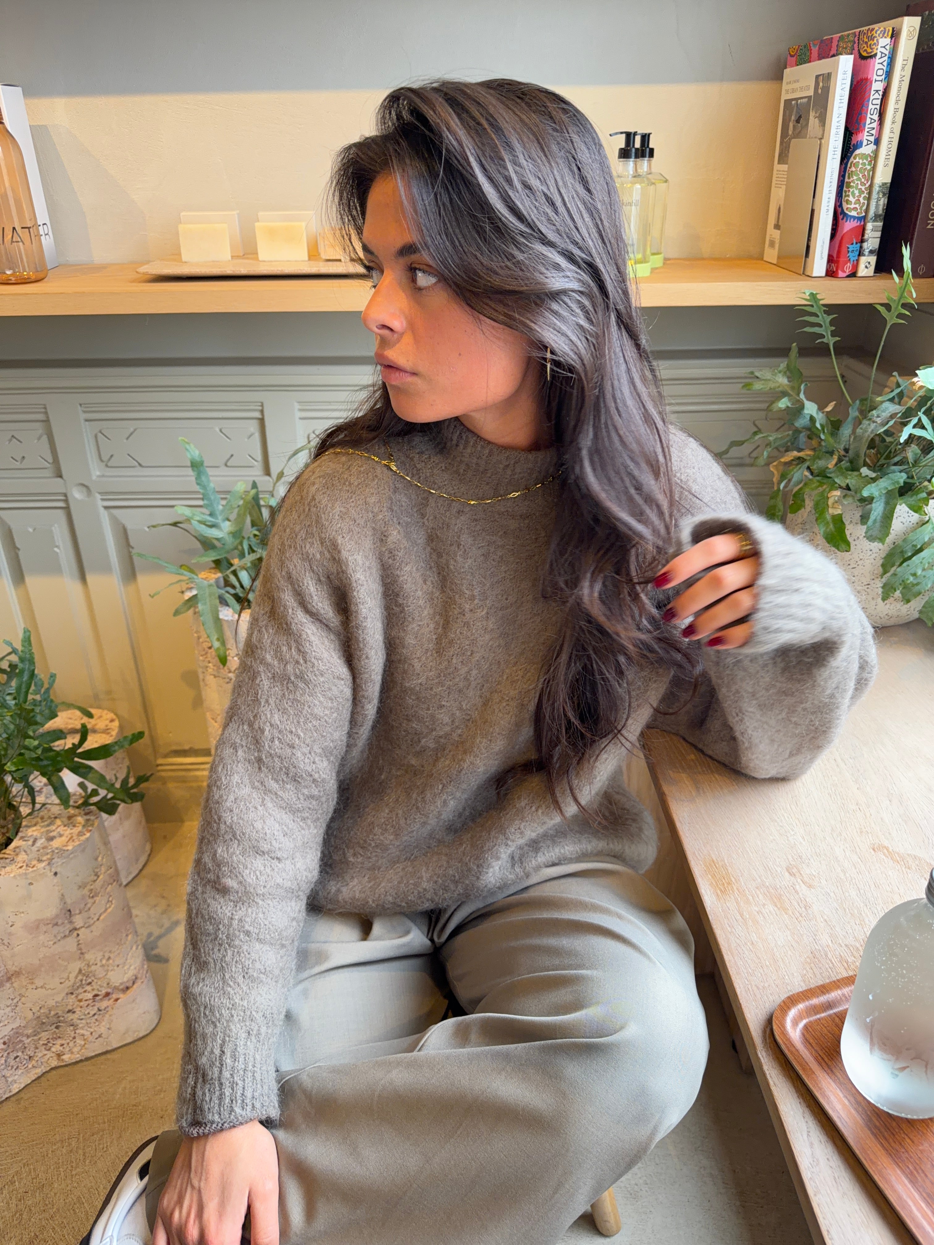 Oversized Mohair Knit Taupe